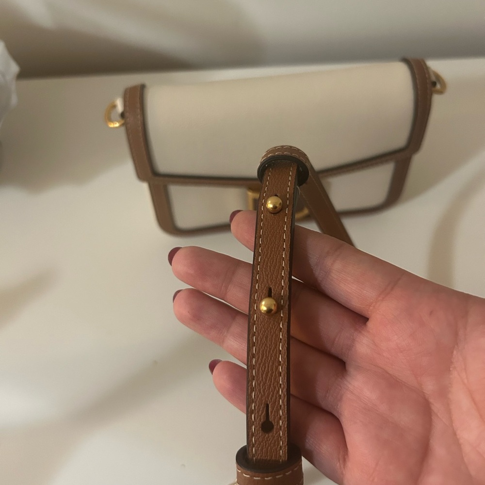 kate spade Cream and Brown Leather Flap Crossbody with Gold Hardware - Picture 4 of 10